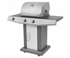 vidaXL Barbecue Bruciatori 2 + 1 a Gas con Griglia Nero e Argento