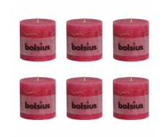 Bolsius Set 6 Candele Pilastro Rustiche 100 x mm Fucsia