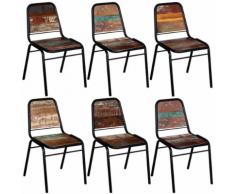 vidaXL 6 Pz Sedie Sala da Pranzo Legno Massello Riciclato 44x59x89 cm
