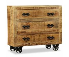 vidaXL Credenza con 3 Cassetti in Legno Grezzo di Mango