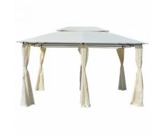 vidaXL Gazebo da Giardino con Tende 4x3 m Bianco