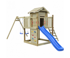 vidaXL Set Casetta con Scaletta Scivolo Altalene 557x280x271 cm Legno