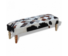 vidaXL Panca di Cuoio in Pelle Vera 125x37x40 cm