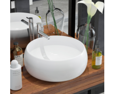 vidaXL Lavandino Tondo in Ceramica Bianca 40 x 16 cm