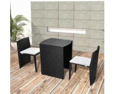 vidaXL Set Tavolo Sedie da Giardino 5 pz Polirattan Impermeabile Nero