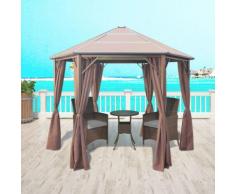 vidaXL Gazebo con Tende in Alluminio Marrone 310x270x265 cm