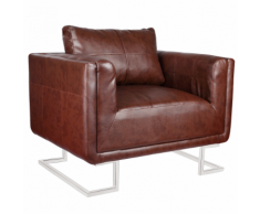 vidaXL Poltrona a Cubo con Gambe Cromo e Pelle Artificiale Marrone