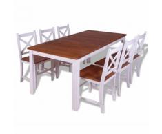vidaXL Set 7 Pz Sedie/Tavolo Sala da Pranzo in Legno Massello di Teak
