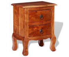 vidaXL Comodino con Cassetti in Legno Massello di Acacia