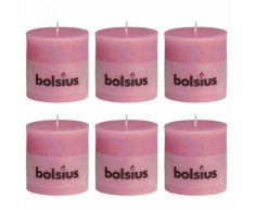 Bolsius Set 6 Candele Pilastro Rustiche 100 x mm Rosa
