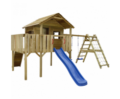 vidaXL Set Casetta Arrampicata Scivolo Altalene 560x440x294 cm Legno