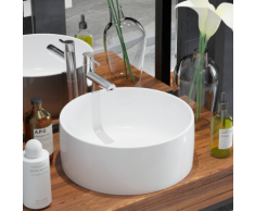 vidaXL Lavandino Tondo in Ceramica Bianca 40 x 15 cm