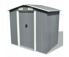 vidaXL Capanno per Attrezzi in Metallo Grigio 204x132x186 cm