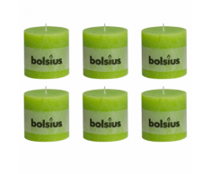 Bolsius Set 6 Candele Pilastro Rustiche 100 x mm Verde