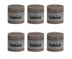 Bolsius Set 6 Candele Pilastro Rustiche 100 x mm Grigio Talpa