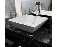 vidaXL Lavandino Quadrato in Ceramica Bianca 41,5x41,5x12 cm