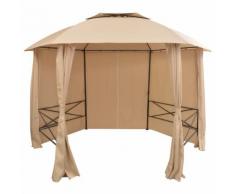 vidaXL Gazebo Padiglione da Giardino con Tende Esagonale 360x265 cm