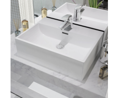 vidaXL Lavandino con Foro Rubinetto in Ceramica Bianca 51,5x38,5x15 cm