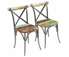 vidaXL 2 Pz Sedie Sala da Pranzo Legno Massello Recuperato 51x52x84 cm