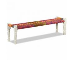 vidaXL Panca Legno Massiccio di Acacia con Tessuto Chindi Multicolore