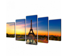 vidaXL 5 pz Set Stampa su Tela da Muro La Torre Eiffel 200 x 100 cm