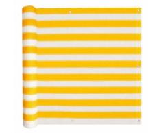 vidaXL Paravento da Balcone HDPE 75x400 cm Giallo e Bianco