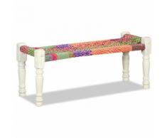 vidaXL Panca Legno Massiccio di Acacia con Tessuto Chindi Multicolore