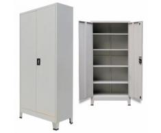 vidaXL Armadio per Ufficio con 2 Ante Acciaio 90x40x180 cm Grigio