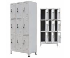 vidaXL Armadio con 9 Armadietti in Acciaio 90x45x180 cm Grigio