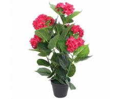 vidaXL Ortensia Pianta Artificiale con Vaso 60 cm Rossa