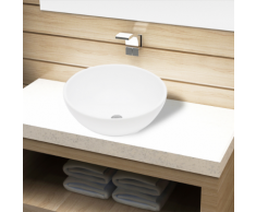 vidaXL Lavandino da bagno in ceramica bianca rotondo
