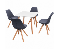 vidaXL 5 Pz Set Tavolo e Sedie Sala da Pranzo Bianco Grigio Scuro