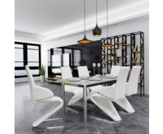 vidaXL vidaX 6 Pz Sedie a Sbalzo Sala da Pranzo in Pelle Sintetica Bianca