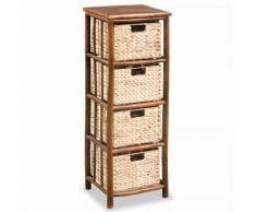 vidaXL Cassettiera Alta in Bamboo e Giacinto d'Acqua 36x33x102 cm