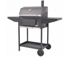 vidaXL Barbecue a Carbonella con Ripiano Inferiore Nero