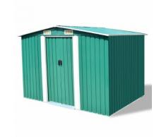 vidaXL Capanno per Attrezzi in Metallo Verde 257x205x178 cm