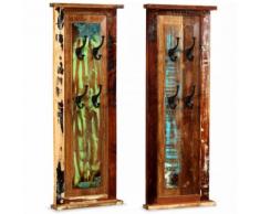 vidaXL 2 Pz Appendiabiti in Legno Massello di Recupero 38x100 cm
