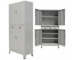 vidaXL Armadio per Ufficio con 4 Ante Acciaio 90x40x180 cm Grigio