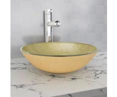 vidaXL Lavandino in Vetro Temperato 42 cm Dorato