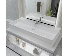 vidaXL Lavandino con Foro Rubinetto in Ceramica Bianca 100x42,5x14,5cm