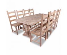 vidaXL 9 Pezzi Set Grande Tavolo e Sedie Sala da Pranzo in Teak