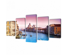 vidaXL 5 pz Set Stampa su Tela da Muro Venezia 200 x 100 cm