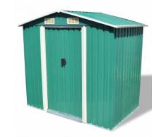 vidaXL Capanno per Attrezzi in Metallo Verde 204x132x186 cm