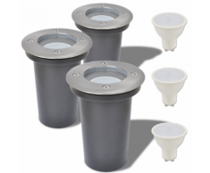 vidaXL Faretto Carrabile LED 3 pz Rotondo per Esterno