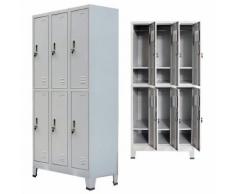 vidaXL Armadio con 6 Armadietti in Acciaio 90x45x180 cm Grigio