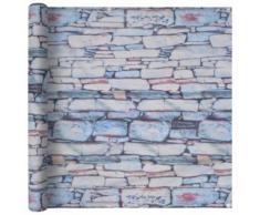 vidaXL Paravento da Balcone Tessuto Oxford 90x600cm Stampa Muro Pietra