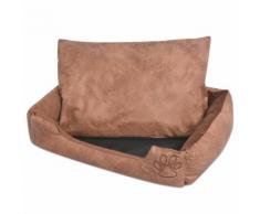 vidaXL Cuccia per Cani con Cuscino Imbottito Pelle Sintetica PU Taglia S Beige