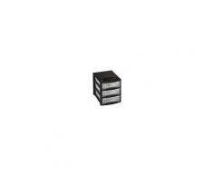 MAZZEI Cassettiera Midi Empire 3 Cassetti 26x29x36 Cm (Lxhxp) Nero E Cassetti Trasparenti