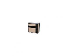 Homcom Mobiletto da Cucina con Cassetti e Ruote in Legno, Rovere e Nero 76.5x40x82cm