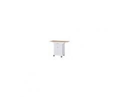 Homcom Carrello da Cucina Espandibile in Legno Bianco con 1 Cassetto e 1 Armadietto